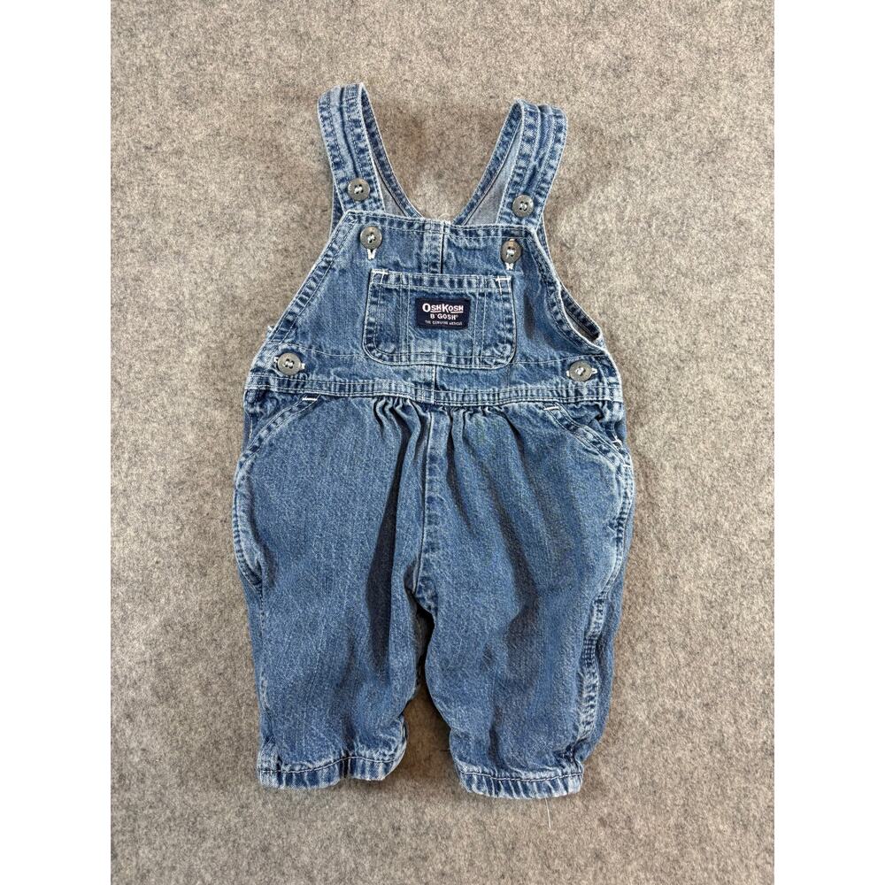 OshKosh Bgosh Jean Bib Overalls Kids Unisex Blue Denim Vestbak Romper Small